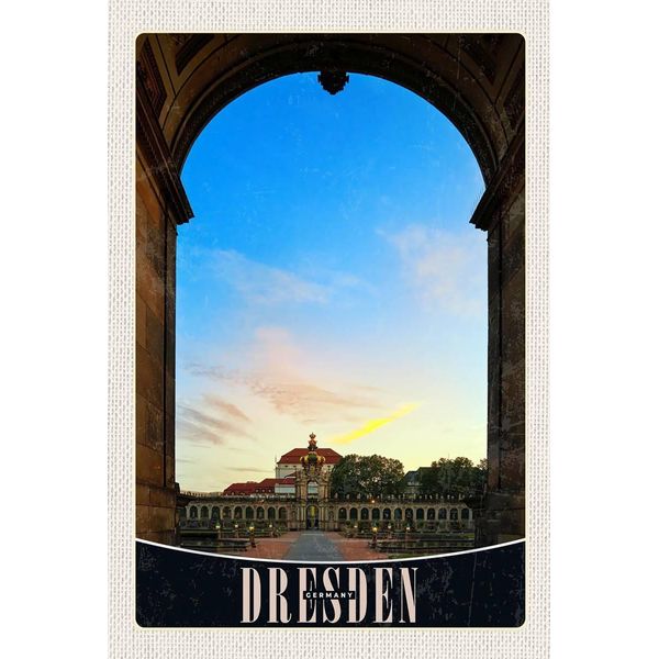 Vianmo Insegna In Legno 18X12 Cm Dresden Schloss Vorgarten Mittelalter-image