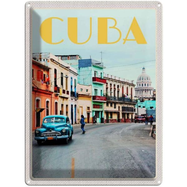Vianmo Insegna Di Latta 40X30 Cm Cuba Karibik Stadtzentrum Stadt-image