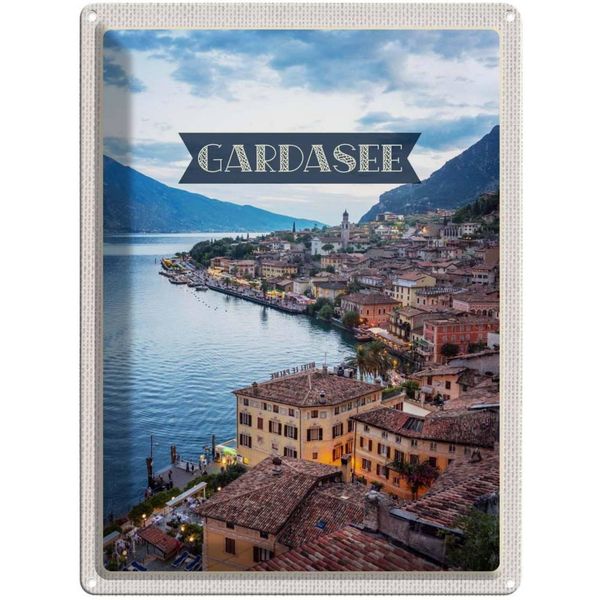 Vianmo Insegna Di Latta 40X30 Cm Gardasee Italien Aussicht Stadt See-image