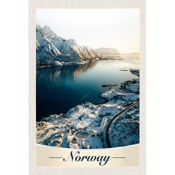 Vianmo Insegna In Legno 18X12 Cm Norwegen Winterzeit Schnee-image