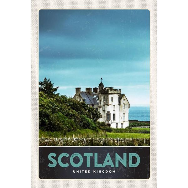 Vianmo Insegna In Legno 18X12 Cm Schottland Europa Wiese Haus-image