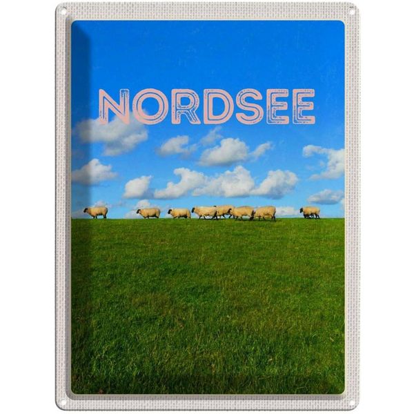 Vianmo Insegna Di Latta 40X30 Cm Nordsee Wolken Wiese Schafe Natur-image