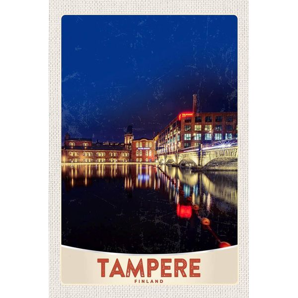 Vianmo Insegna In Legno 18X12 Cm Tampere Finnland Europa Stadt Abend-image