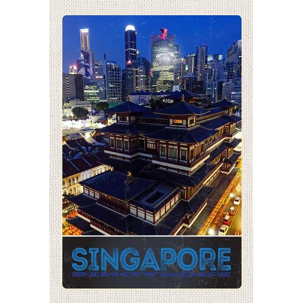 Vianmo Insegna In Legno 18X12 Cm Singapur Stadt Asien Hochhaus Indien-image
