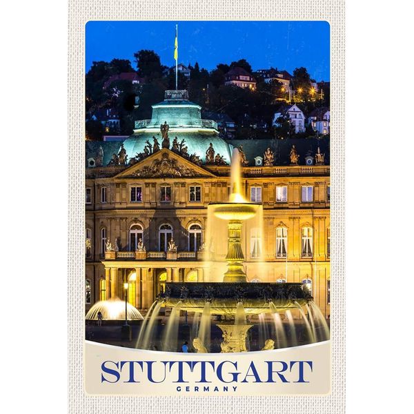 Vianmo Insegna In Legno 18X12 Cm Stuttgart Schloss Abend-image