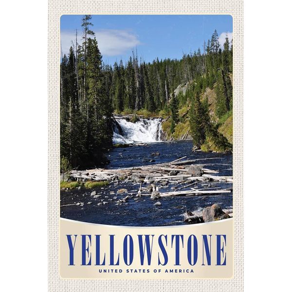 Vianmo Insegna In Legno 18X12 Cm Yellowstone Wasserfall-image
