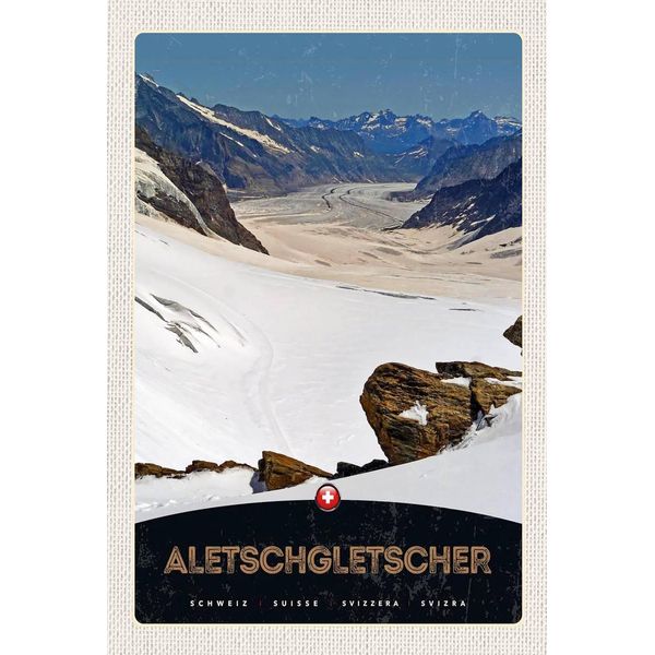 Vianmo Insegna In Legno 18X12 Cm Aletschgletscher Schweiz Schnee-image