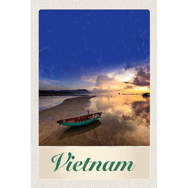 Vianmo Insegna In Legno 18X12 Cm Vietnam Asien Boot-image