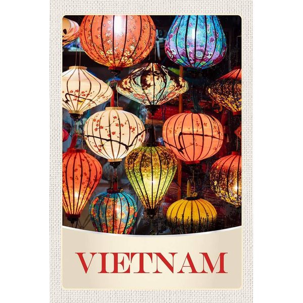 Vianmo Insegna In Legno 18X12 Cm Vietnam Asien Bunte Laterne Kultur-image