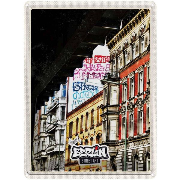 Vianmo Insegna Di Latta 40X30 Cm Berlin Deutschland Graffiti Stret Art-image