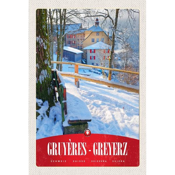 Vianmo Insegna In Legno 18X12 Cm Gruyeres Greyerz Schweiz Schnee-image