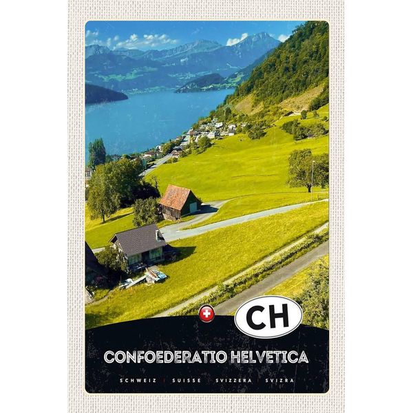 Vianmo Insegna In Legno 18X12 Cm Confoederatio Helvetica Weide See-image