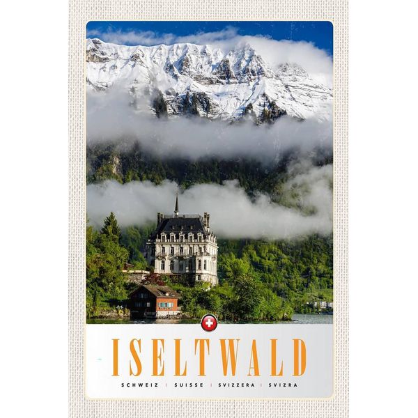 Vianmo Insegna In Legno 18X12 Cm Iseltwald Schnee Wald Schloss-image