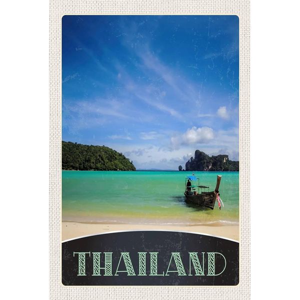 Vianmo Insegna In Legno 18X12 Cm Thailand Boot Himmel-image