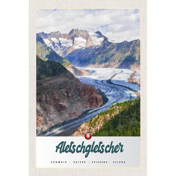 Vianmo Insegna In Legno 18X12 Cm Aletschgletscher Schweiz Winter-image