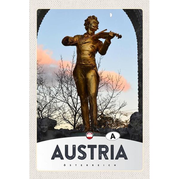 Vianmo Insegna In Legno 18X12 Cm ÖSterreich Skulptur Mann Geige Gold-image
