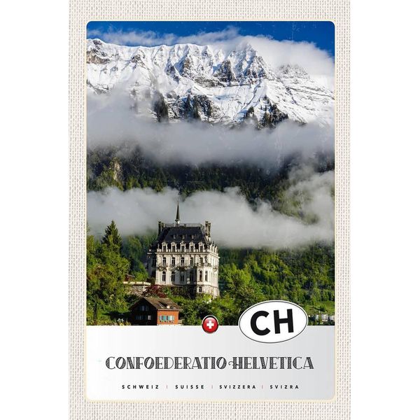 Vianmo Insegna In Legno 18X12 Cm Confoederatio Helvetica Schloss-image