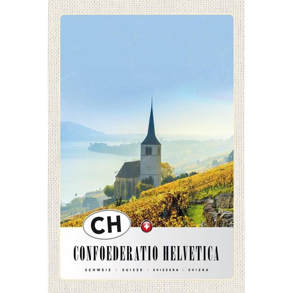 Vianmo Insegna In Legno 18X12 Cm Confoederatio Helvetica Kirche Weide-image