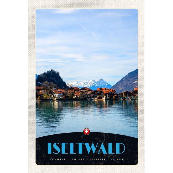 Vianmo Insegna In Legno 18X12 Cm Iseltwald See Schnee-image