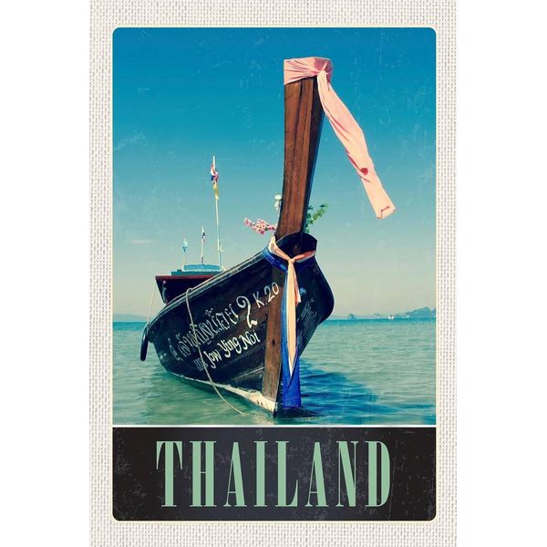 Vianmo Insegna In Legno 18X12 Cm Thailand Blaues Boot-image