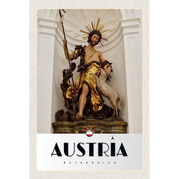 Vianmo Insegna In Legno 18X12 Cm ÖSterreich Skulptur Jesus Gold Schaf-image