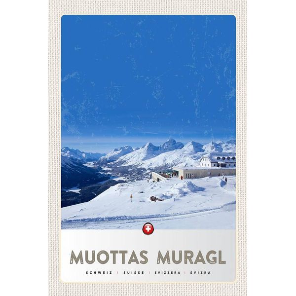 Vianmo Insegna In Legno 18X12 Cm Muottas Murgal Schweiz Schnee-image
