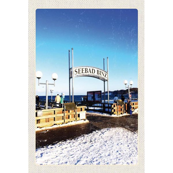 Vianmo Insegna In Legno 18X12 Cm Seebad Binz Schnee Winterzeit-image