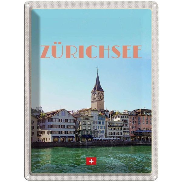 Vianmo Insegna Di Latta 40X30 Cm ZüRich Schweiz Ausblick See Auf Stadt-image