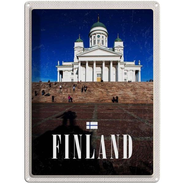 Vianmo Insegna Di Latta 40X30 Cm Finnland Kirche Treppe Architektur-image
