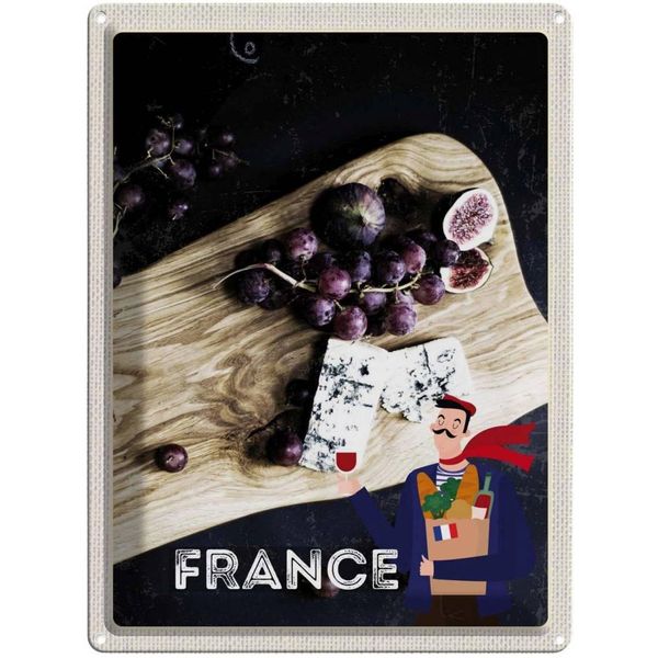 Vianmo Insegna Di Latta 40X30 Cm Frankreich Trauben Feigen SchimmelkäSe-image