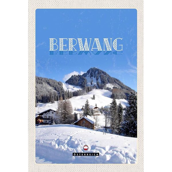 Vianmo Insegna In Legno 18X12 Cm Berwang ÖSterreich Schnee Skiurlaub-image