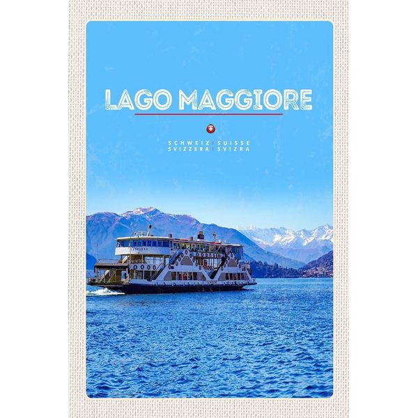 Vianmo Insegna In Legno 18X12 Cm Lago Maggiore Schiff See Berge-image
