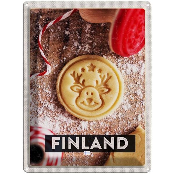 Vianmo Insegna Di Latta 40X30 Cm Finnland Hirsch PläTzchen Weihnachten-image