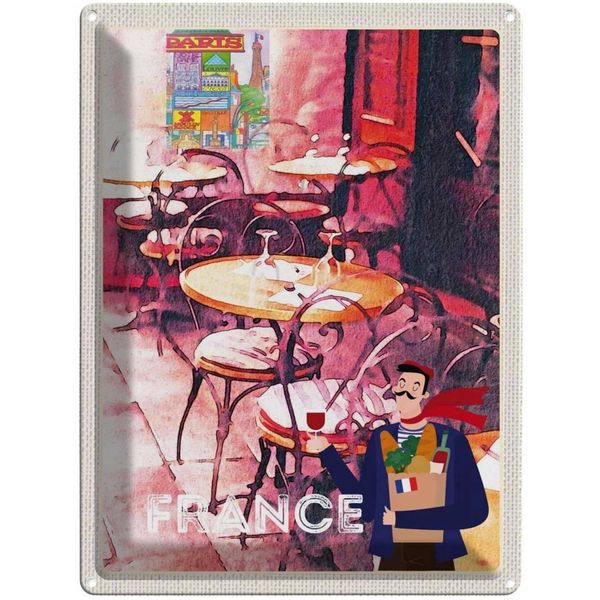 Vianmo Insegna Di Latta 40X30 Cm Frankeich Restaurant GemäLde StüHle-image