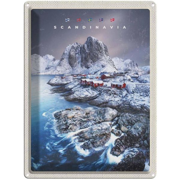 Vianmo Insegna Di Latta 40X30 Cm Skandinawien Schnee Meer Gebirge-image