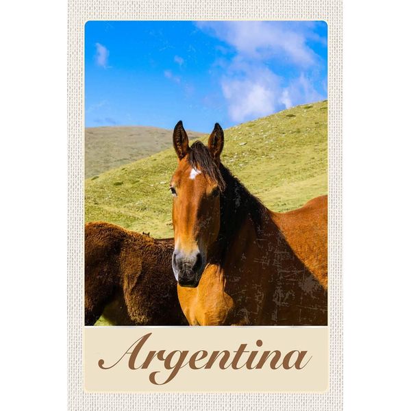 Vianmo Insegna In Legno 18X12 Cm Argentinien Wiese Pferde-image