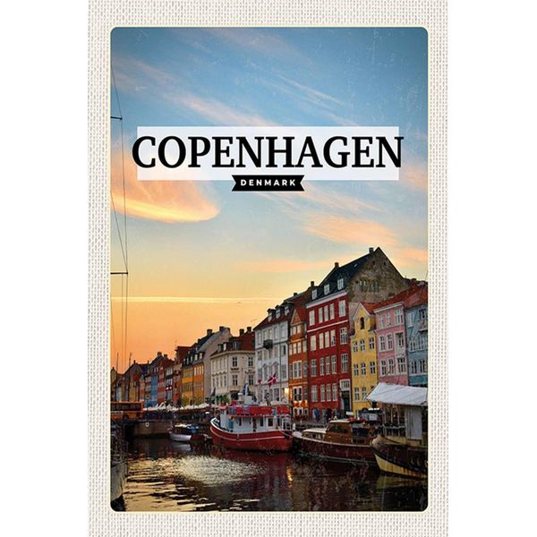 Vianmo Insegna In Legno 18X12 Cm Copenhagen Denmark Sonnenuntergang-image