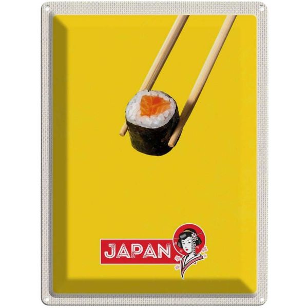 Vianmo Insegna Di Latta 40X30 Cm Japan Sushi StäBchen Fisch Essen-image