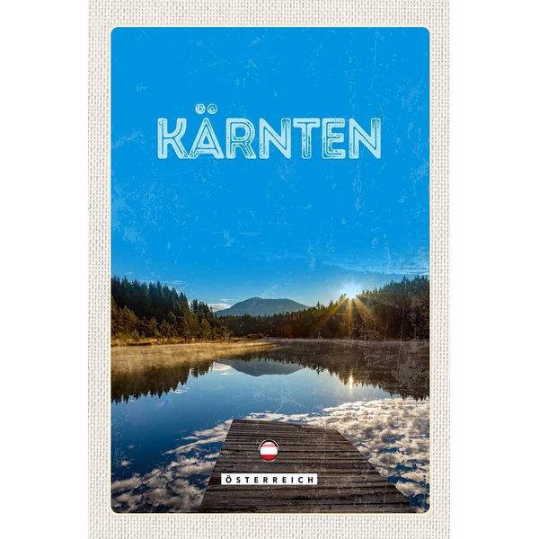 Vianmo Insegna In Legno 18X12 Cm KäRnten See ÖSterreich Sonnenaufgang-image