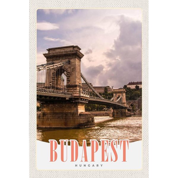 Vianmo Insegna In Legno 18X12 Cm Budapest Ungarn BrüCke Fluss Stadt-image