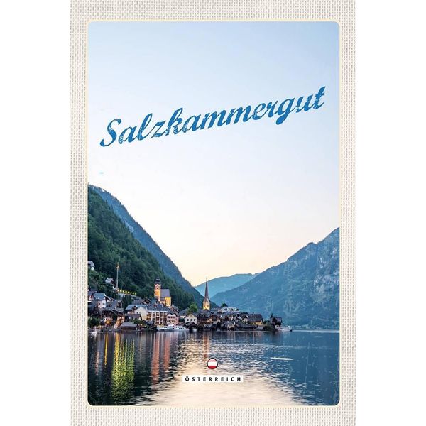 Vianmo Insegna In Legno 18X12 Cm Salzkammergut Aussicht Auf Stadt-image