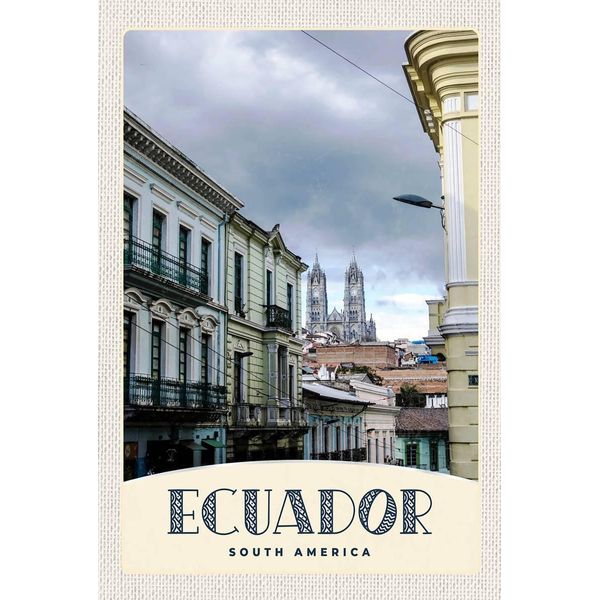 Vianmo Insegna In Legno 18X12 Cm Ecuador SüD Amerika Stadt Kirche-image