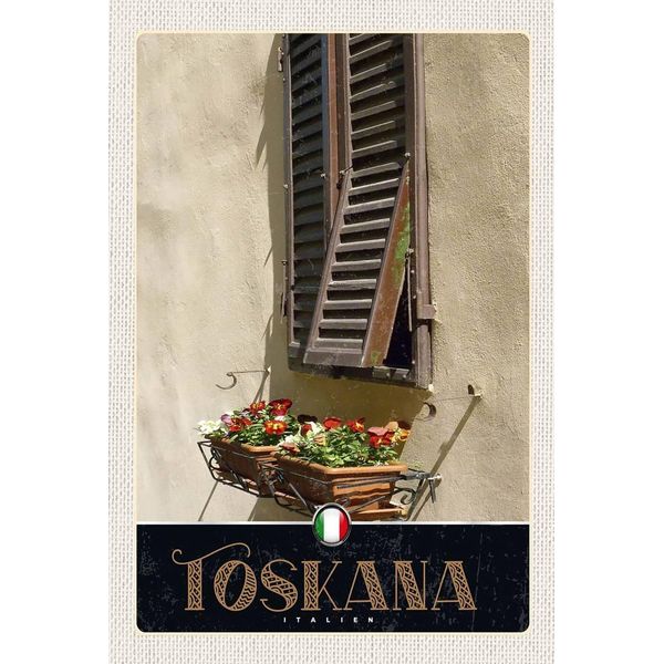 Vianmo Insegna In Legno 18X12 Cm Toskana Italien GebäUde Blumen-image