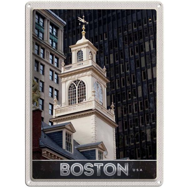 Vianmo Insegna Di Latta 40X30 Cm Usa Amerika Boston SehenswüRdigkeit-image