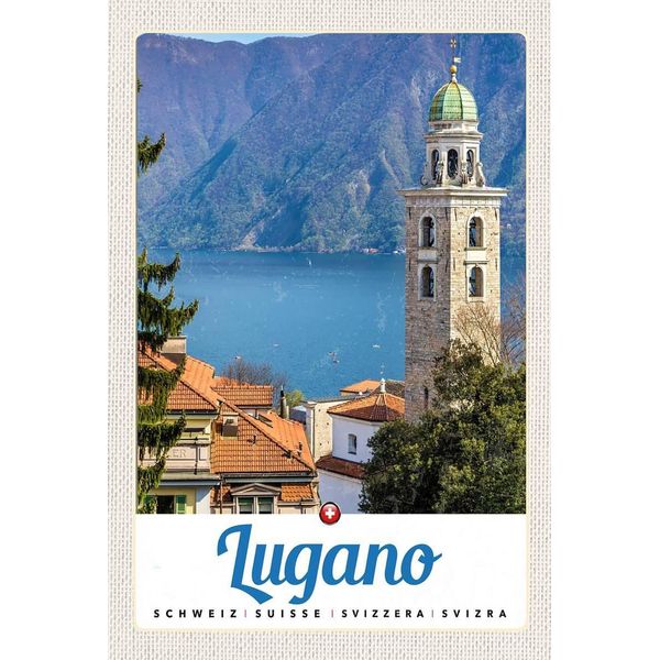 Vianmo Insegna In Legno 18X12 Cm Lugano Schweiz See Kirche-image