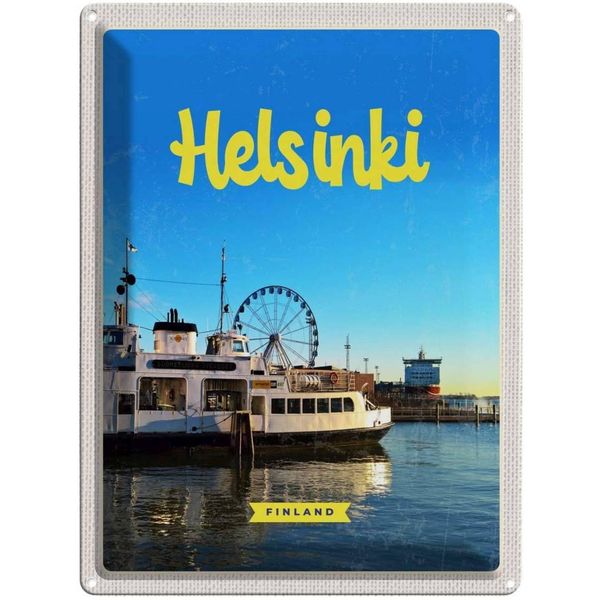 Vianmo Insegna Di Latta 40X30 Cm Helsinki Finnland Schiff Riesenrad-image