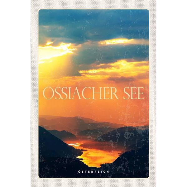 Vianmo Insegna In Legno 18X12 Cm Ossiacher See Sonnenuntergang-image