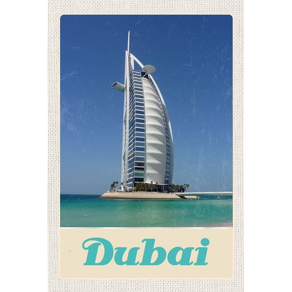 Vianmo Insegna In Legno 18X12 Cm Dubai Afrika Strand Meer Hochhaus-image