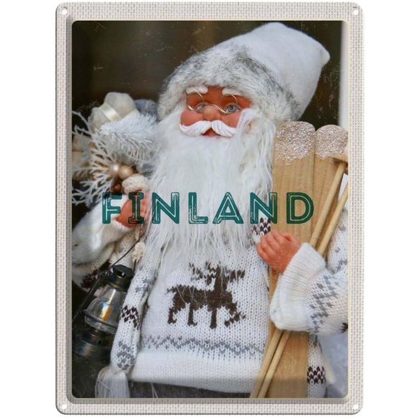 Vianmo Insegna Di Latta 40X30 Cm Finnland Weihnachten Weihnachtsmann-image