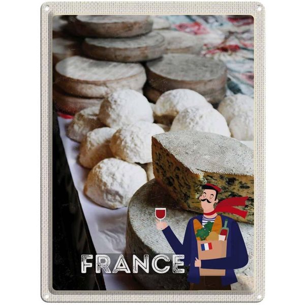 Vianmo Insegna Di Latta 40X30 Cm Frankreich SchimmelkäSe Wein Essen-image
